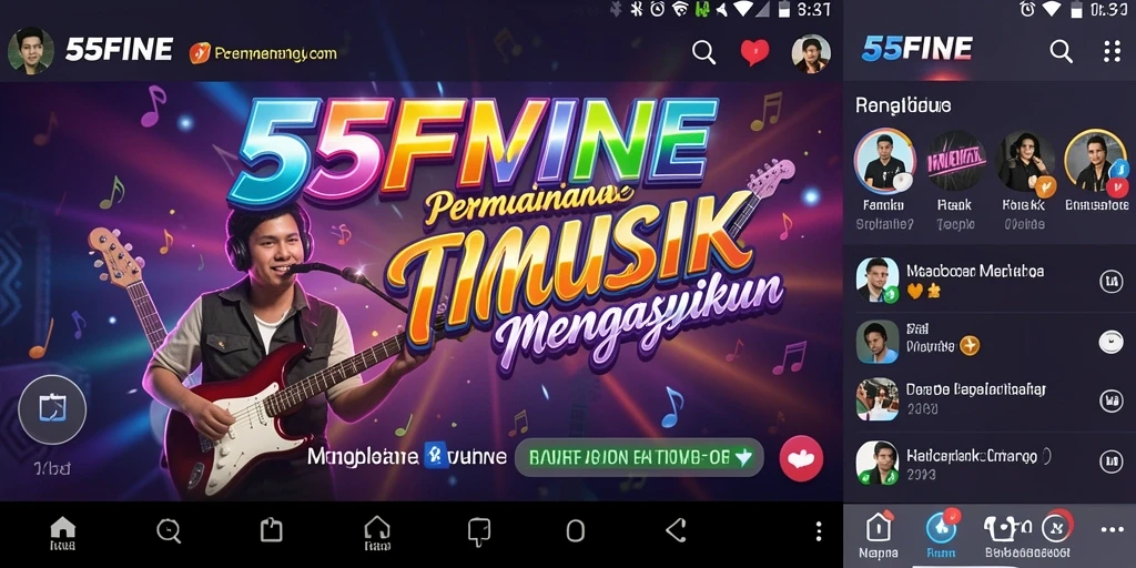 Screenshot gameplay 55FIVE yang menampilkan pengalaman bermain musik.