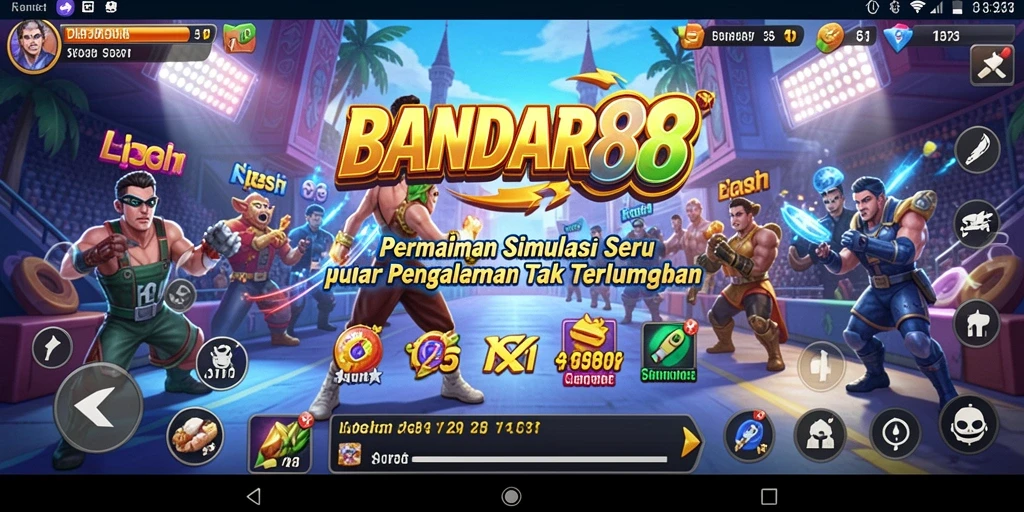 Screenshot menunjukkan tampilan seru gameplay simulasi BANDAR88.