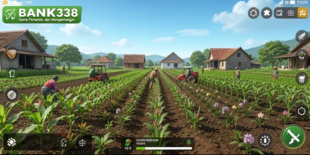 Tampilan gameplay berkualitas tinggi dalam BANK338 saat bertani.