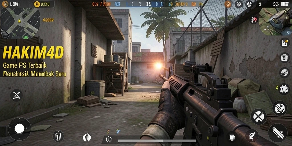 Screenshot gameplay menampilkan aksi seru HAKIM4D dalam pertempuran FPS.