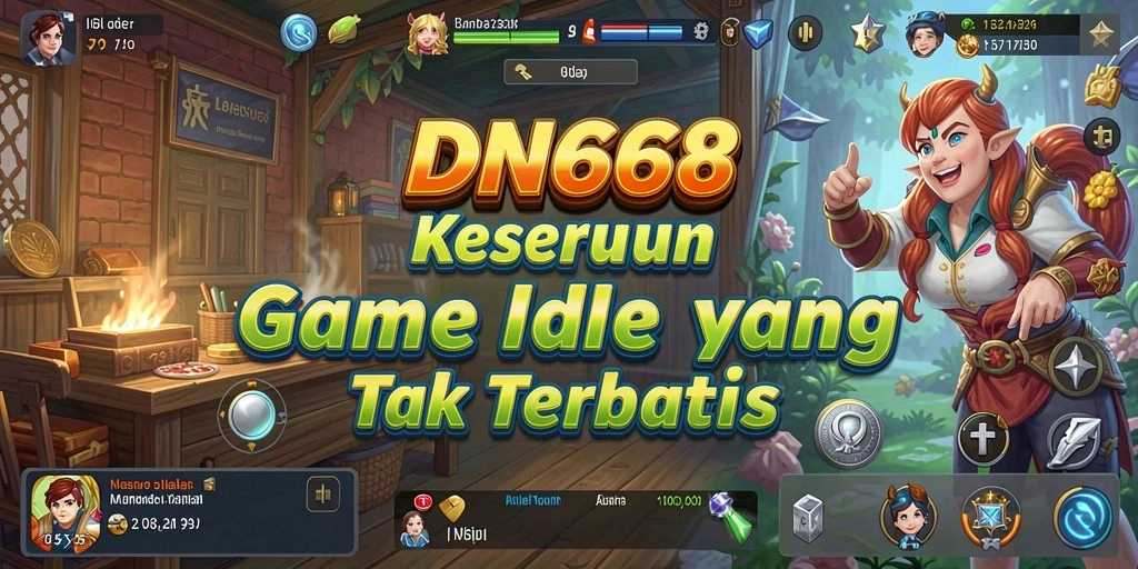 Screenshot menunjukkan gameplay menarik IDN668 dengan elemen Idle.