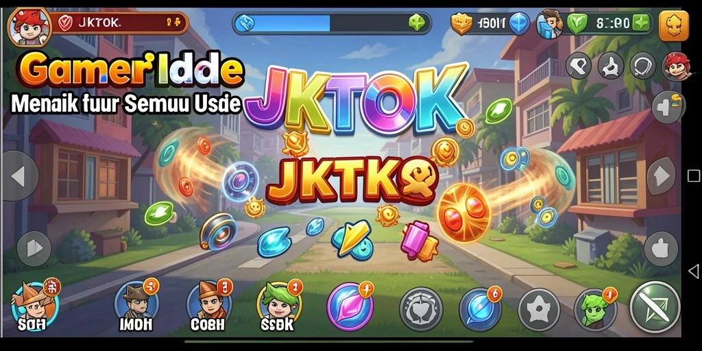 Screenshot gameplay JKTOK menampilkan karakter yang sedang bekerja dengan otomatis.