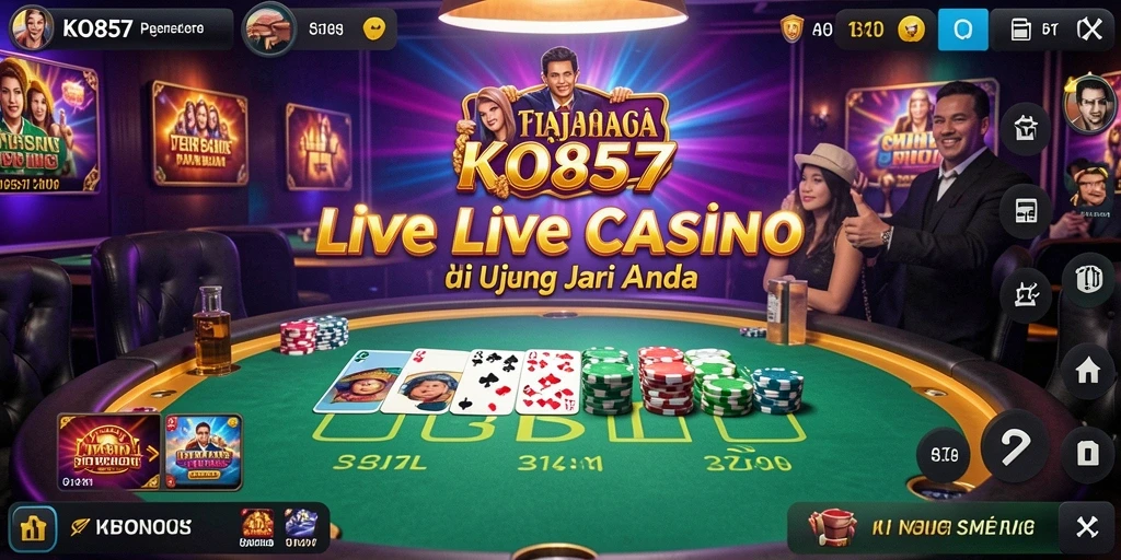 Screenshot gameplay KO857 menampilkan dealer live yang profesional dan suasana kasino yang nyata.