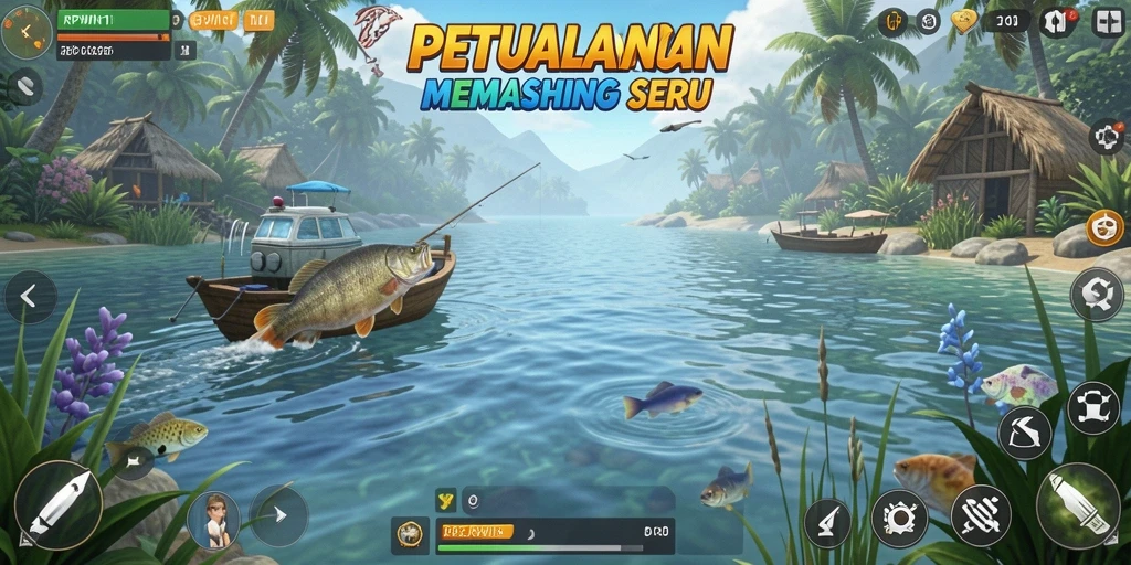 Gameplay RPWIN1 yang mengesankan saat memancing di danau cantik.
