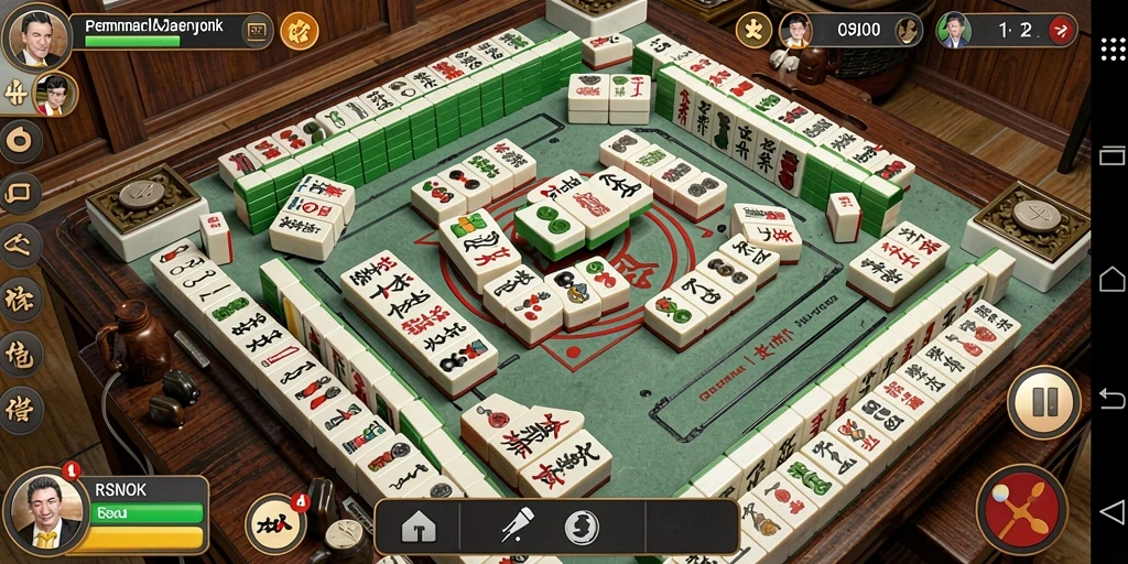 Tampilan menarik gameplay RSNOK dalam permainan Mahjong.