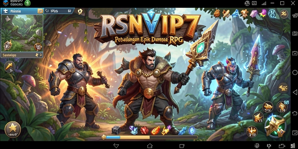 Screenshot gameplay RSNVIP7 menunjukkan pertarungan seru di dunia RPG.