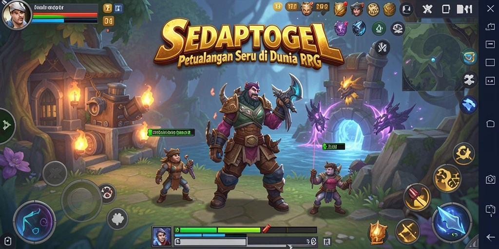 Screenshot utama SEDAPTOGEL menampilkan pertarungan epik dengan grafik menakjubkan.