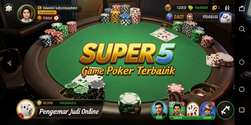 Tampilan gameplay poker yang seru dan mendebarkan dalam SUPER5.