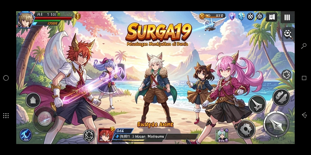 Screenshot utama yang menampilkan aksi seru dalam gameplay Anime.