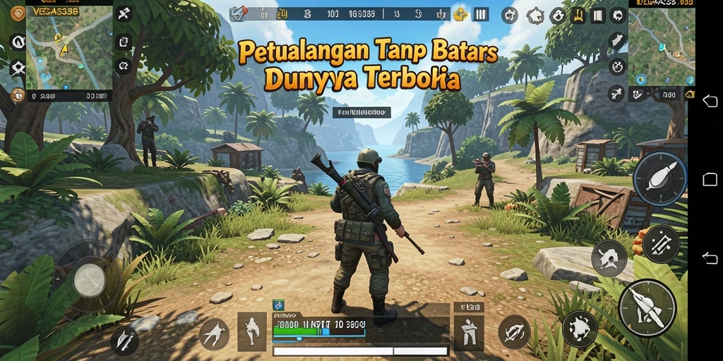 Screenshot gameplay Open World dengan pemandangan luar biasa.