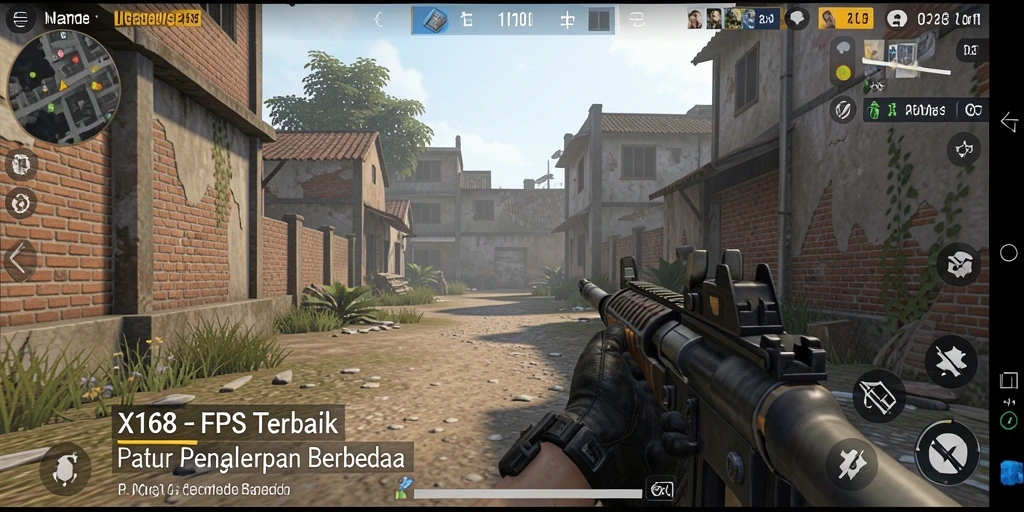 Screenshot menunjukkan momen aksi seru dalam gameplay FPS X168.